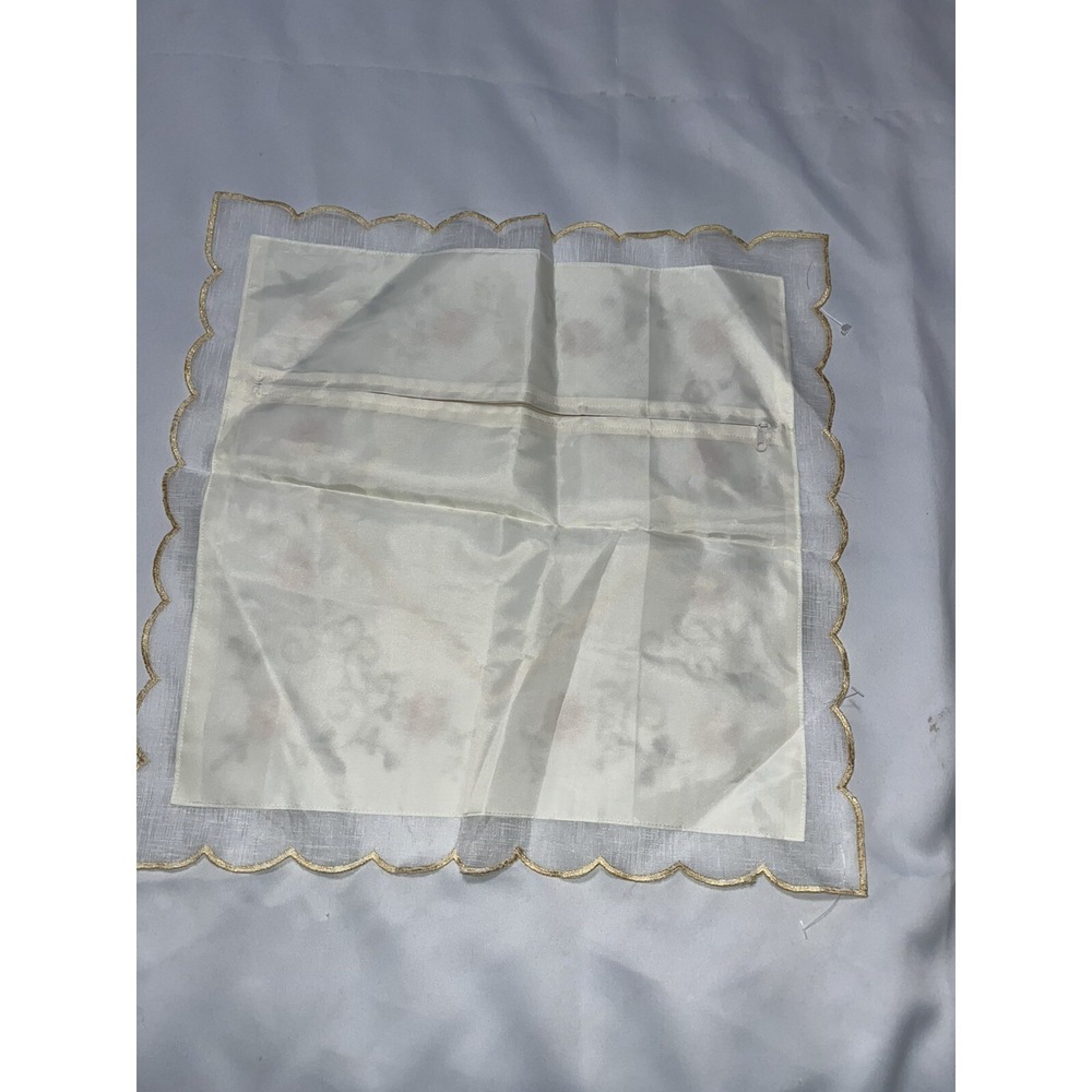 Vintage Embroidered Pillow Case , Living Room , Cottage Core  , Lace - Picture 3 of 3